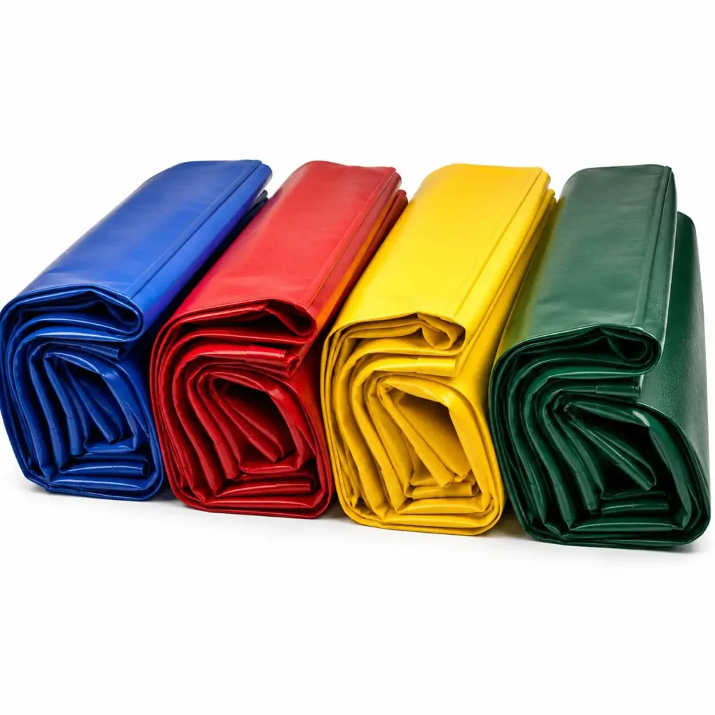 Bâches PVC sur mesure pliées en plusieurs coloris bleu rouge jaune vert